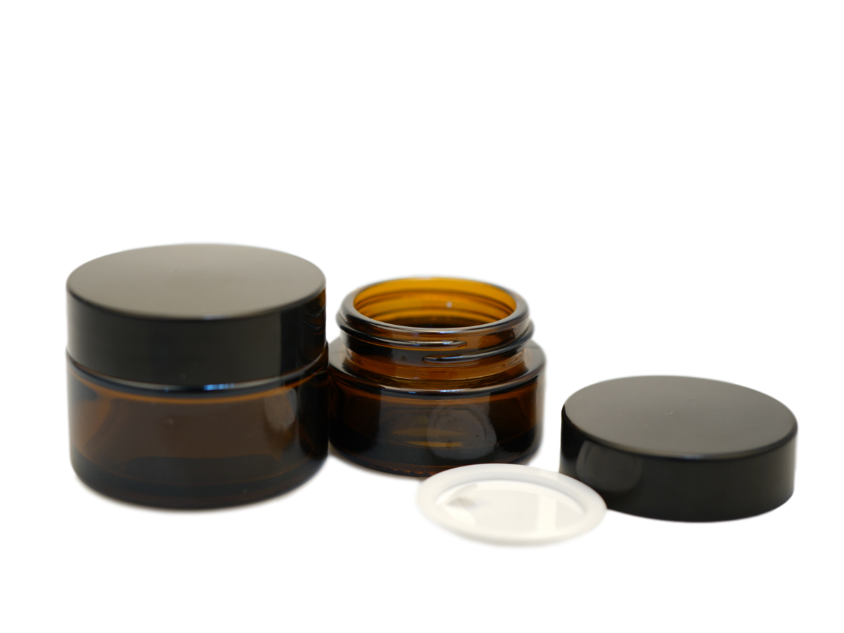 Ready to Ship Hot Selling 50g 100g amber color cosmetic empty cream glass jar