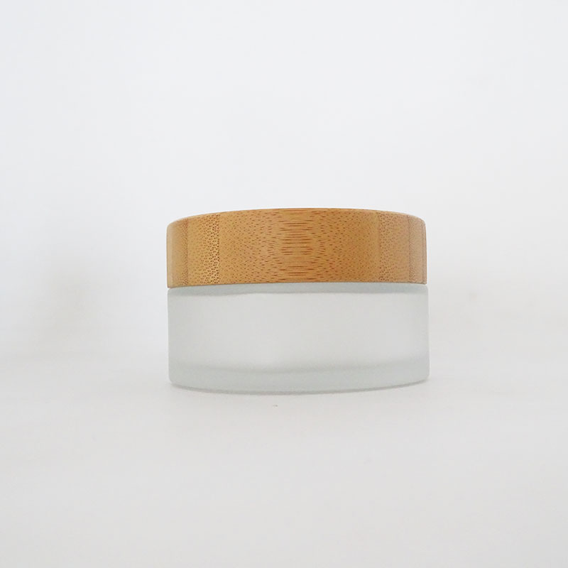Ready to Ship Stock Fast Dispatch empty 15g 30g 50g 100g frosted glass cosmetic cream jar with bamboo cap emballage cosmetic