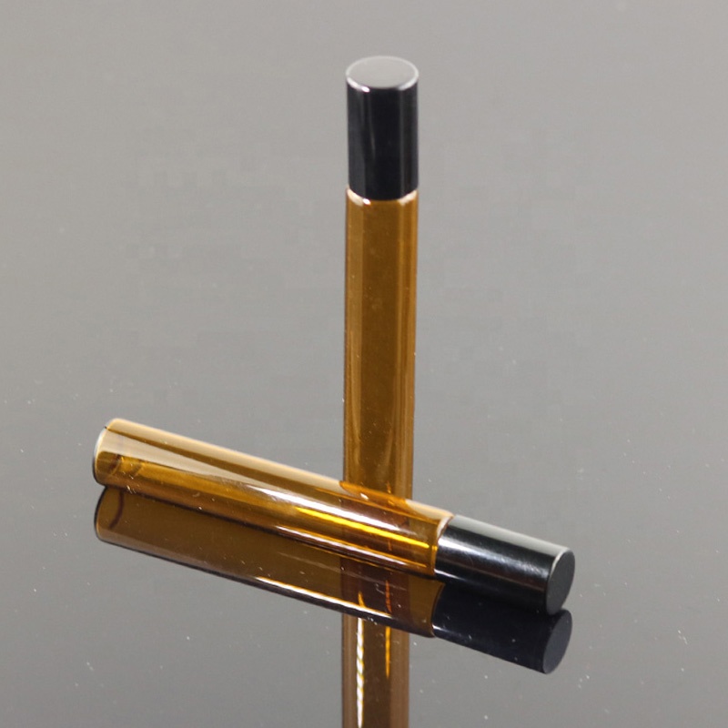 Ready to ship 10 ml thin amber glass roller bottle with metal roll on (NRB12-10R)