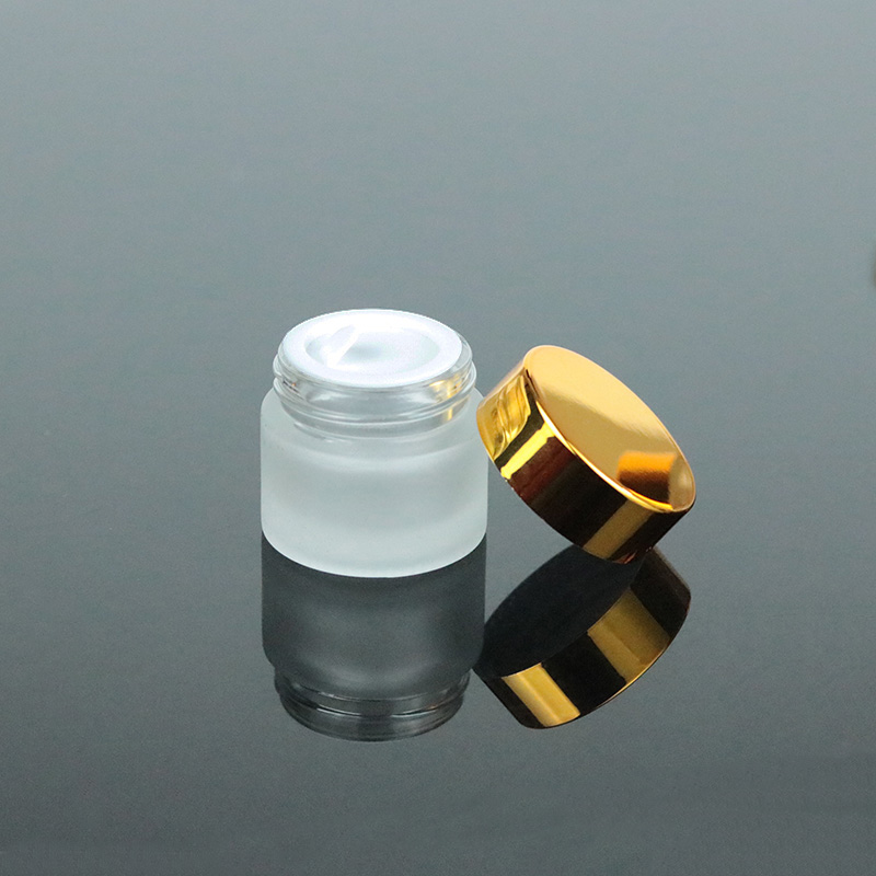Ready to ship 10g Custom Clear Cosmetic Cream Glass Jar with UV Gold Lid (GJM20)