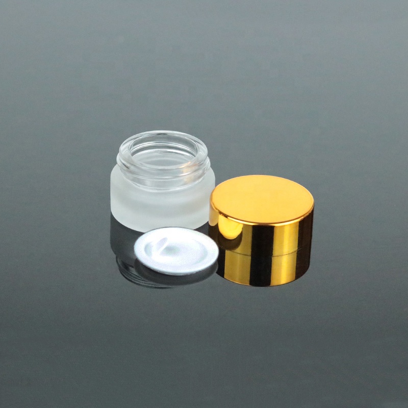 Ready to ship 10g Custom Clear Cosmetic Cream Glass Jar with UV Gold Lid (GJM20)