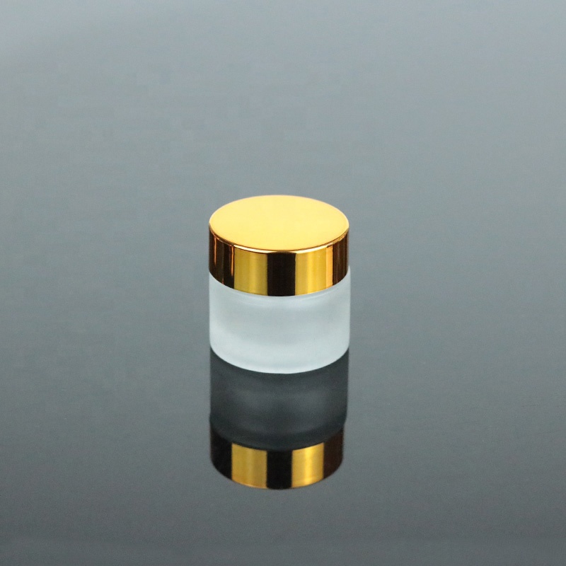 Ready to ship 10g Custom Clear Cosmetic Cream Glass Jar with UV Gold Lid (GJM20)