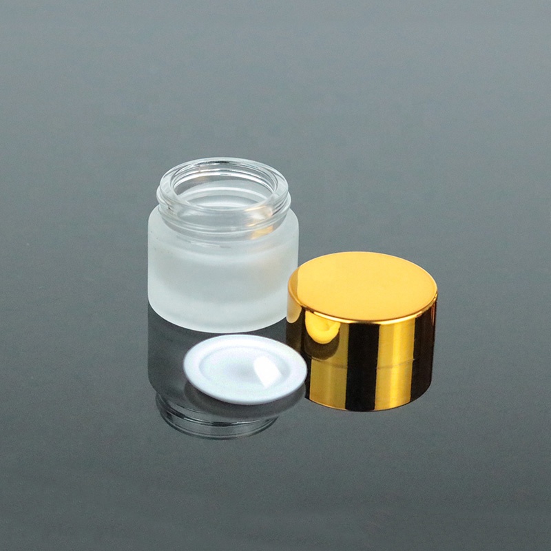 Ready to ship 10g Custom Clear Cosmetic Cream Glass Jar with UV Gold Lid (GJM20)