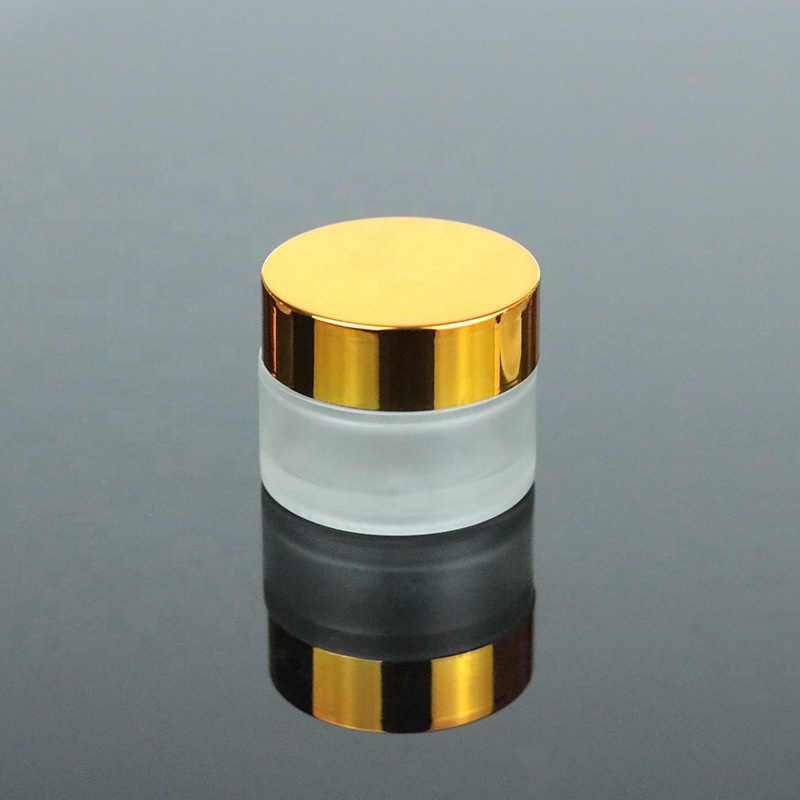Ready to ship 10g Custom Clear Cosmetic Cream Glass Jar with UV Gold Lid (GJM20)