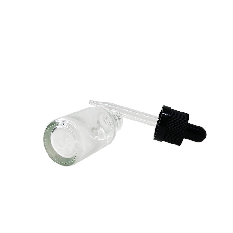 Ready to ship 10ml 15ml clear glass dropper bottle essential oil lotion bottles with childproof cap
