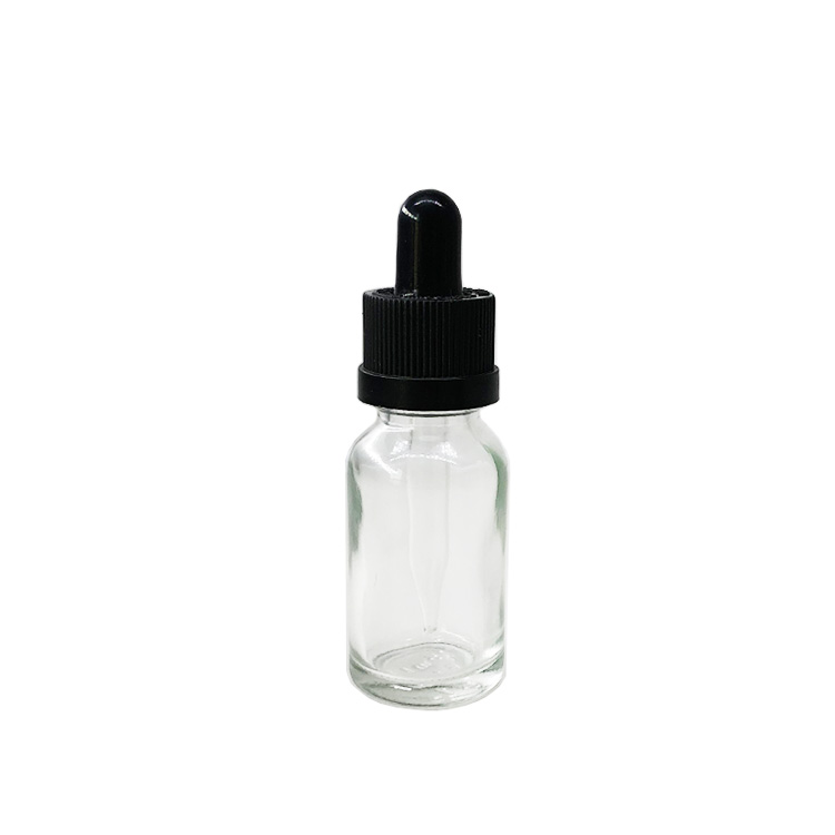 Ready to ship 10ml 15ml clear glass dropper bottle essential oil lotion bottles with childproof cap