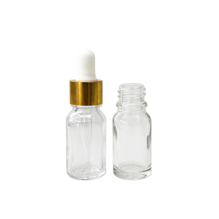 Ready to ship 10ml 15ml clear glass dropper bottle essential oil lotion bottles with childproof cap