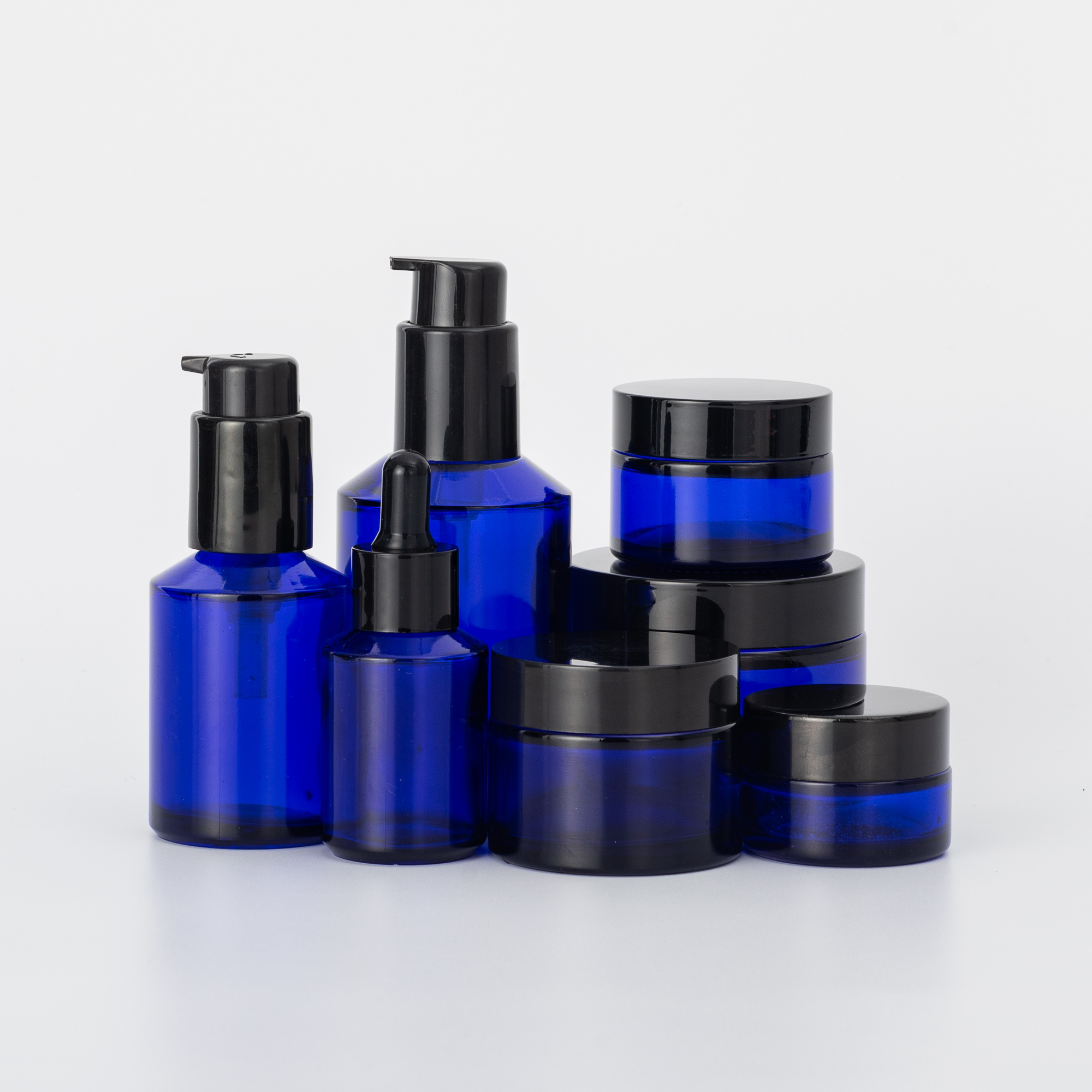 Ready to ship 30g 50g 100g cobalt blue glass cream jars blue cobalt glass jars glass bottles