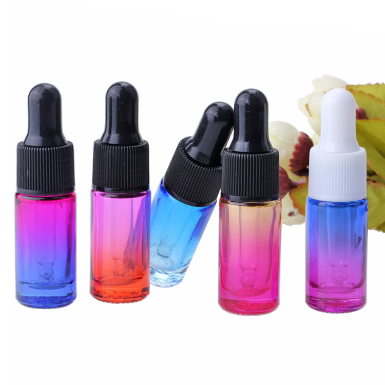 Ready to ship 5 ml Round Gradient Colored Glass Vial Essential Oil Bottle With Dropper
