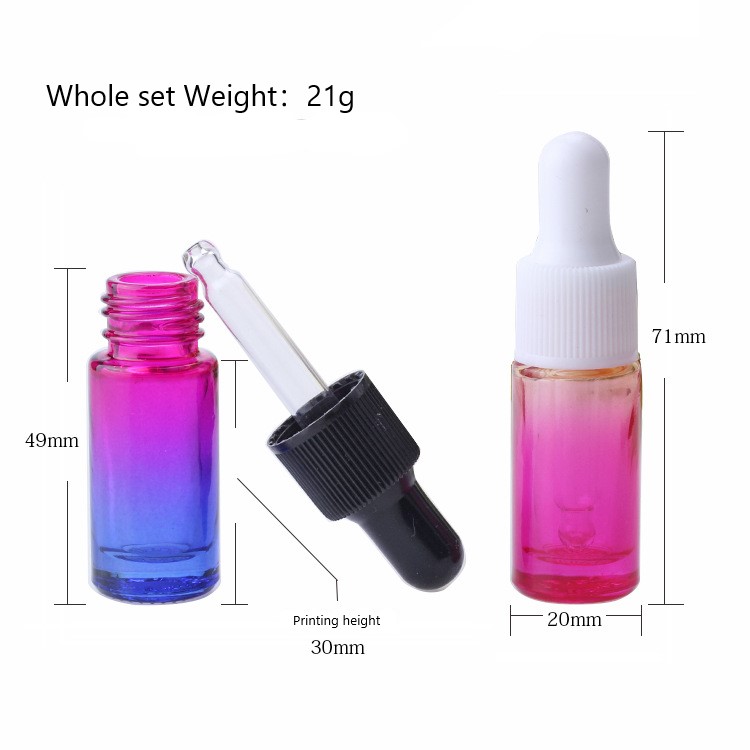 Ready to ship 5 ml Round Gradient Colored Glass Vial Essential Oil Bottle With Dropper