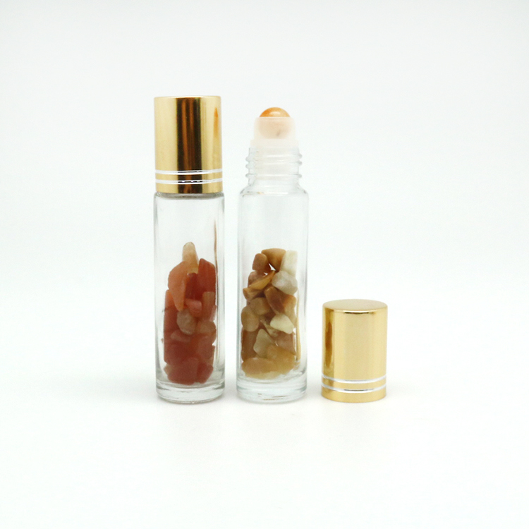 Ready to ship Empty 10ml Gemstone Crystal Roller Top Essential Oil Roller Bottle