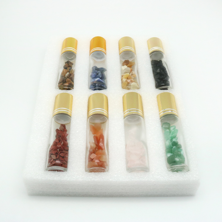 Ready to ship Empty 10ml Gemstone Crystal Roller Top Essential Oil Roller Bottle