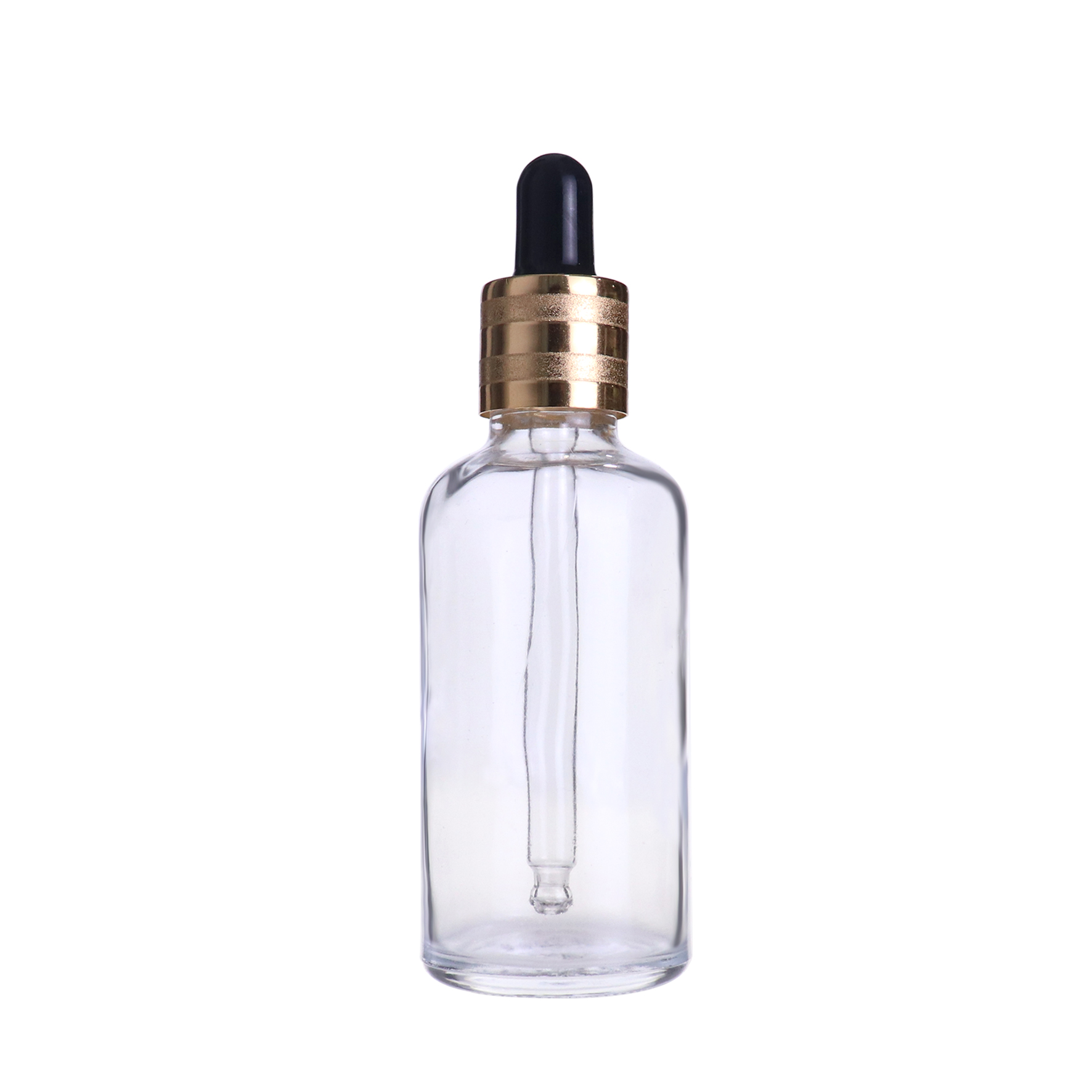 Ready to ship Empty round clear transparent glass dropper bottle 50ml for essential oil