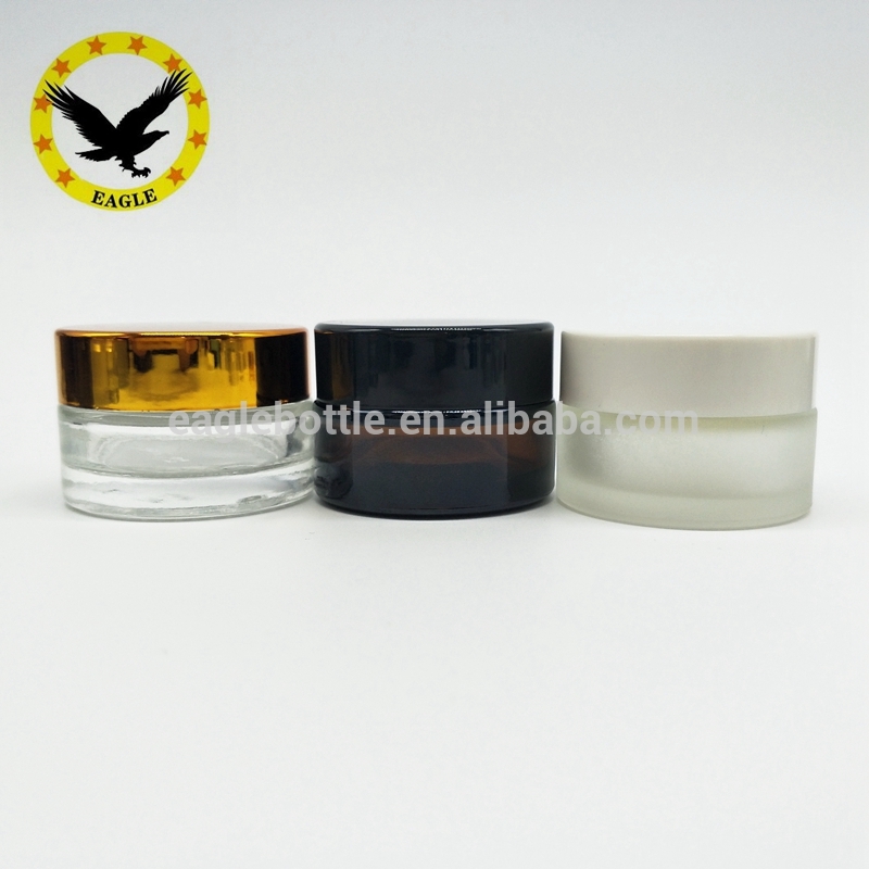 Ready to ship Smell proof airtight amber clear dark red glass face whitening cream 15ml glass jar stash jar weed for dry flower