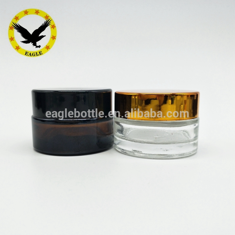 Ready to ship Smell proof airtight amber clear dark red glass face whitening cream 15ml glass jar stash jar weed for dry flower