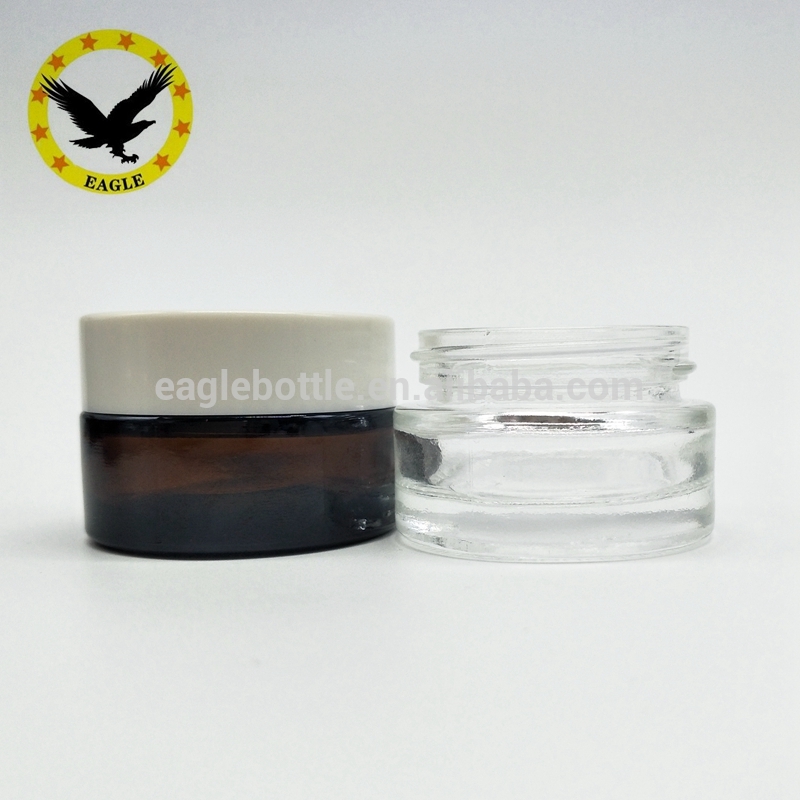 Ready to ship Smell proof airtight amber clear dark red glass face whitening cream 15ml glass jar stash jar weed for dry flower