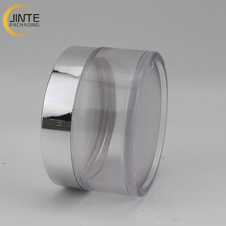 Ready to ship Thick walled 8oz 250ml PETG Plastic Clear Jars with shiny silver lids for body butter and hair products