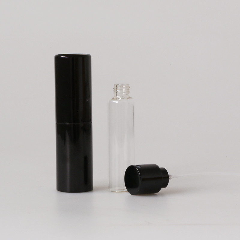 Ready to ship Twist up 20ml black aluminum perfume atomizer in stock