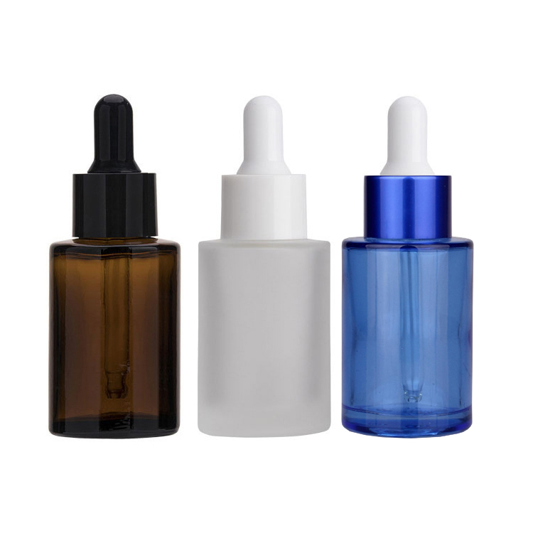Ready to ship customized 30ml frosting amber glass dropper bottles essential oil dropper bottle for cosmetic packaging