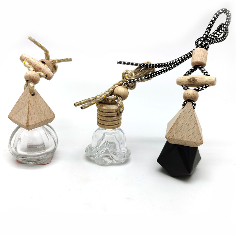 Ready to ship different shape clear frosted glass car hanging bottles air fresh perfume bottle