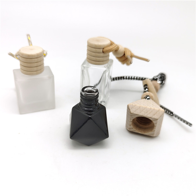Ready to ship different shape clear frosted glass car hanging bottles air fresh perfume bottle