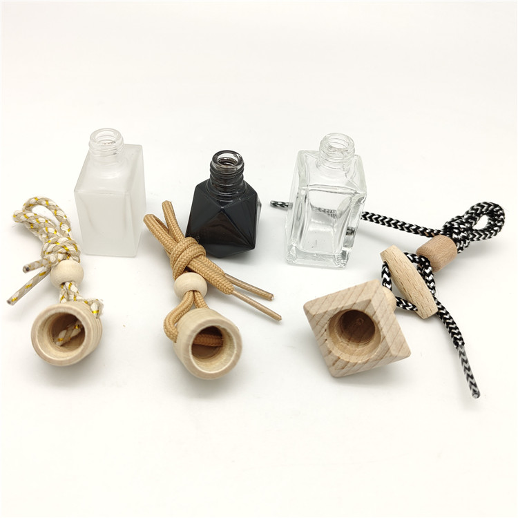 Ready to ship different shape clear frosted glass car hanging bottles air fresh perfume bottle