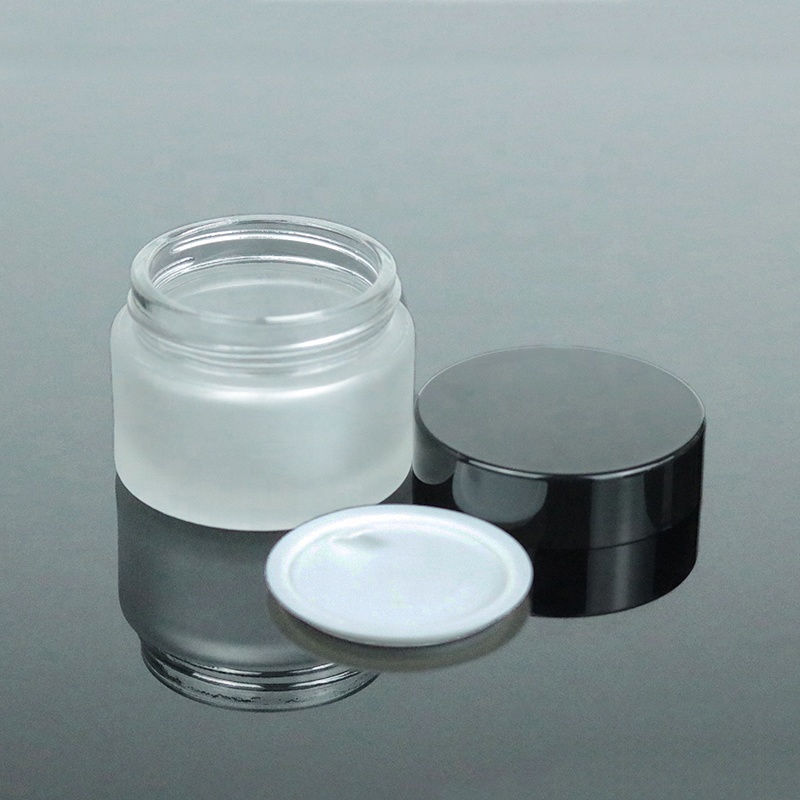 Ready to ship frosted glass jar 20g black top lip balm container for packaging (GJM18)