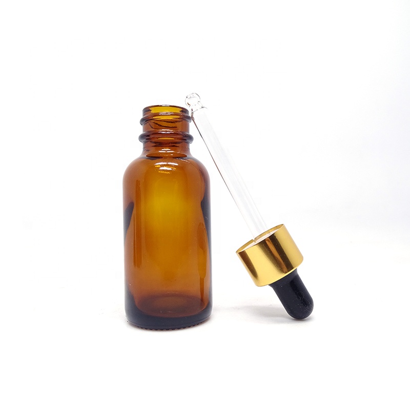 Ready to ship luxury 1oz 30ml amber cosmetic packaging glass bottle dropper