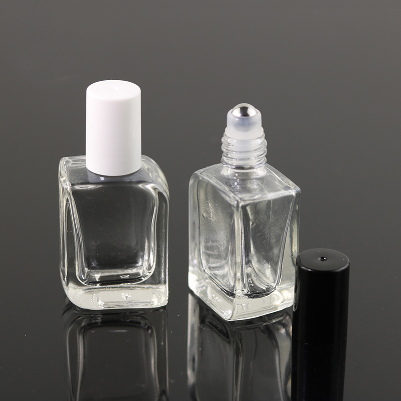 Ready to ship mini square 10 ml roller small ball glass bottle with roll on