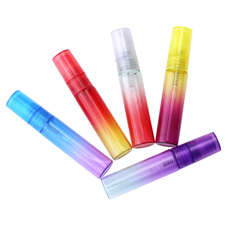 Ready to ship mini travel empty 5 ml Round Gradient Colored Glass Vial small glass perfume bottle for test