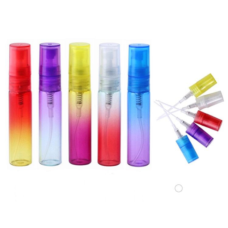 Ready to ship mini travel empty 5 ml Round Gradient Colored Glass Vial small glass perfume bottle for test