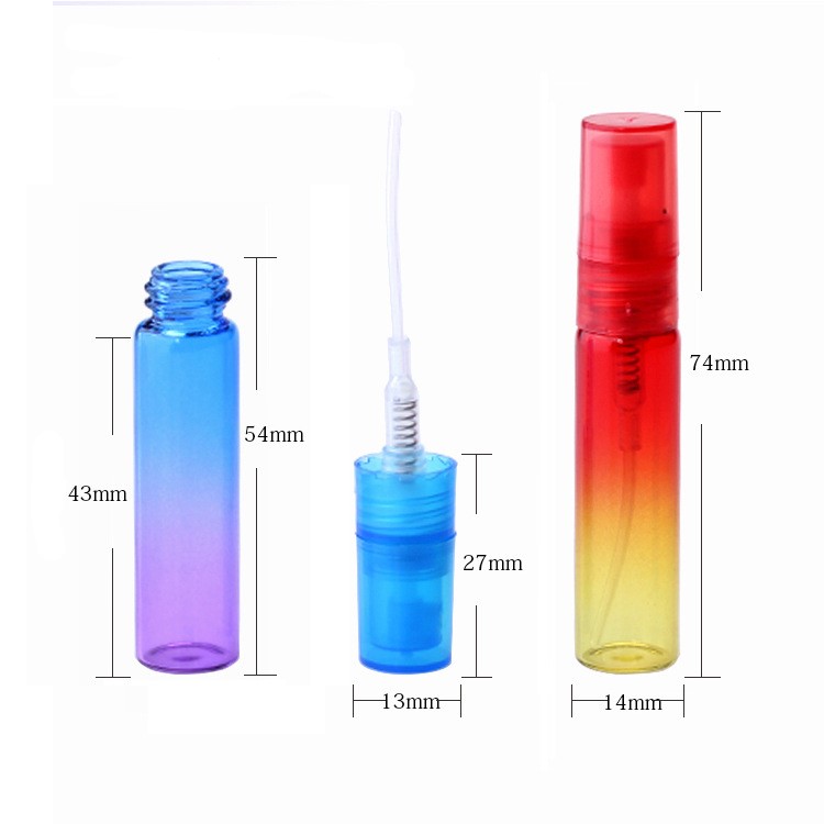 Ready to ship mini travel empty 5 ml Round Gradient Colored Glass Vial small glass perfume bottle for test