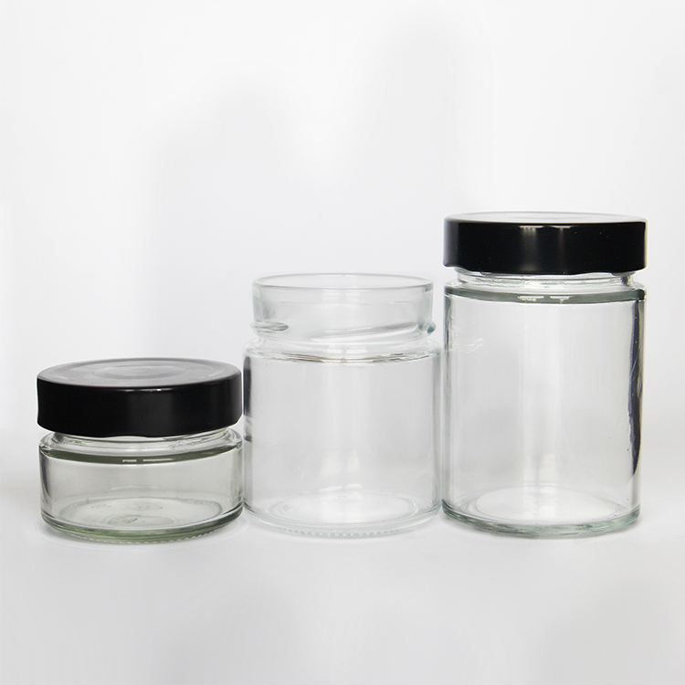 Ready to ship  straight side 106ml 212ml 314ml Glass Jars for Honey Jam Spice Sauce Storage With High Metal Cap