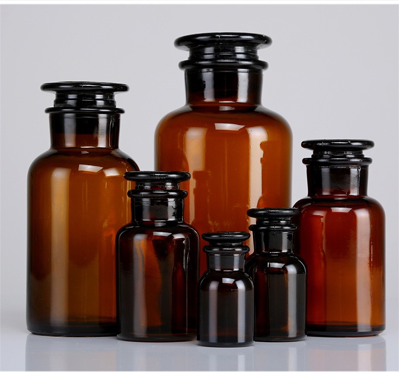Reagant Glass Bottles Wide Mouth with stopper Amber and Clear wholesale