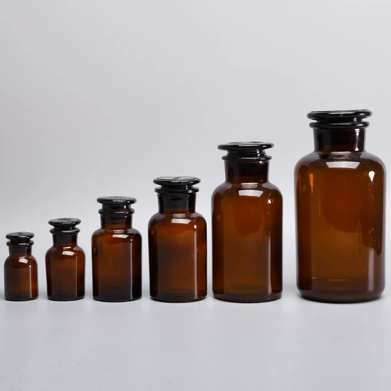 Reagant Glass Bottles Wide Mouth with stopper Amber and Clear wholesale