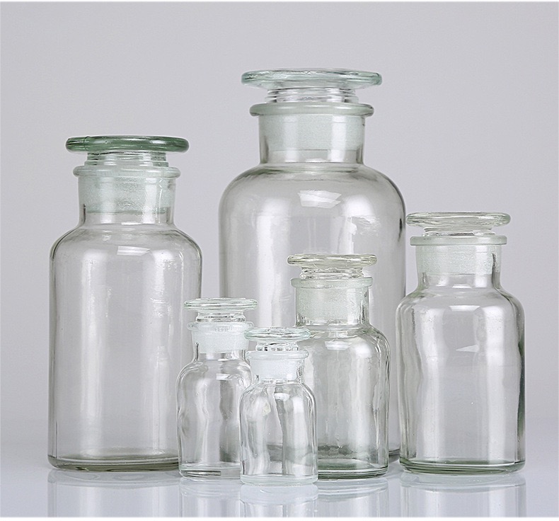 Reagant Glass Bottles Wide Mouth with stopper Amber and Clear wholesale