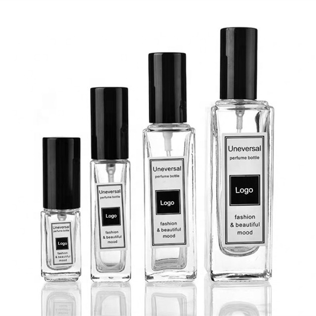Rectangle Perfume bottle 10ml Cosmetic glass spray perfume bottle  with aluminum sprayer