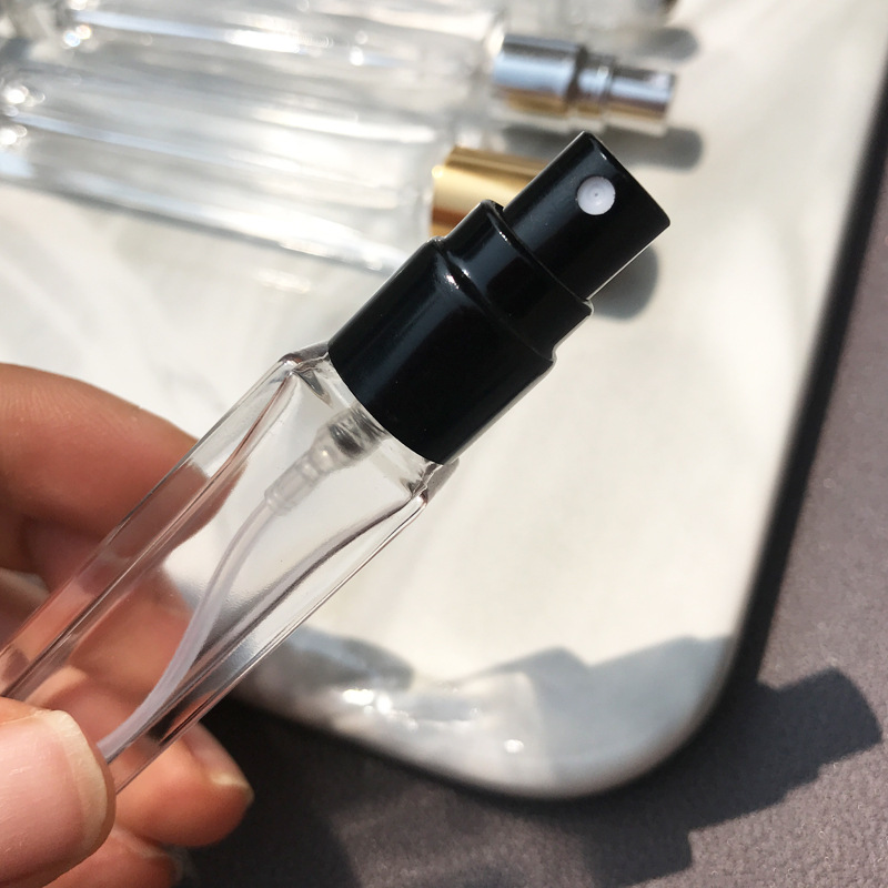 Rectangle Square 10ml Thick Bottom Clear Glass Refillable Perfume Spray Bottle Mini Pocket Sized Bottles with Aluminum Cover