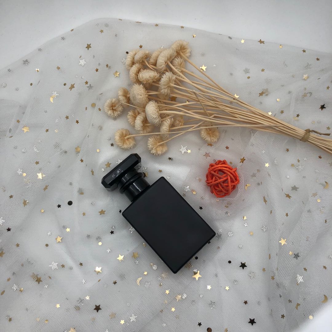 Rectangle empty black color 30ml 50ml glass perfume bottle