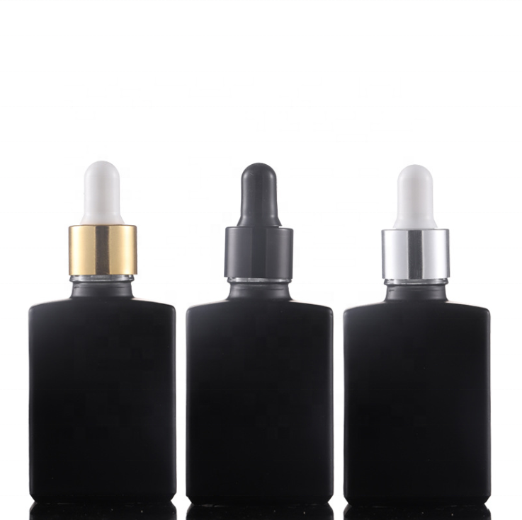 Rectangle frosted color essential oil CBD oil packing glass container black rectangular bottles cosmetics