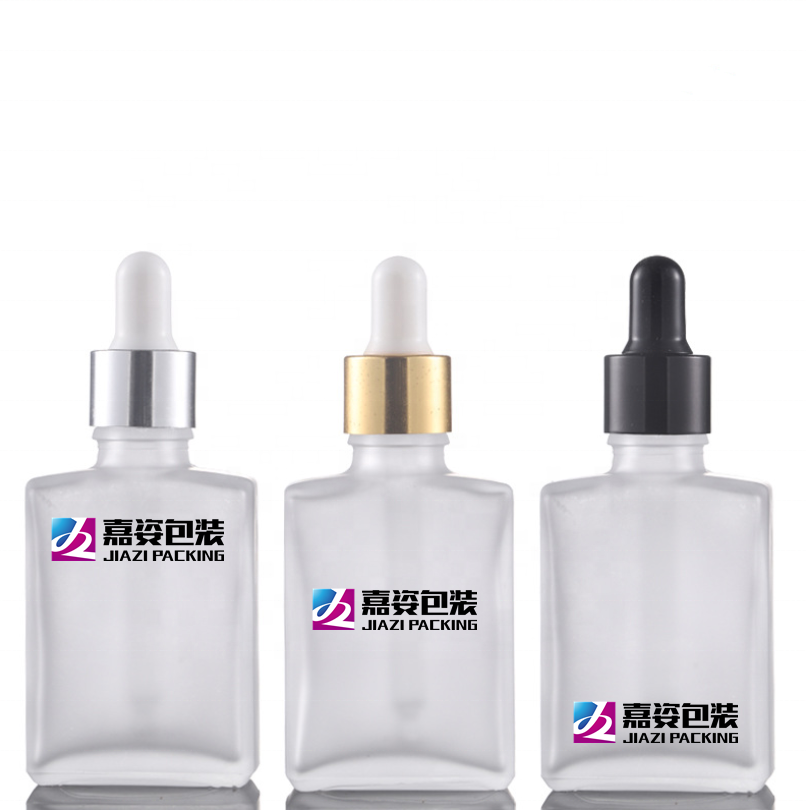 Rectangle frosted color essential oil CBD oil packing glass container black rectangular bottles cosmetics