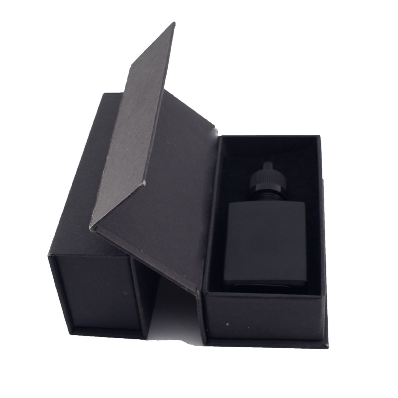 Rectangle liquid oil frosted black glass dropper bottle 30ml with gift box