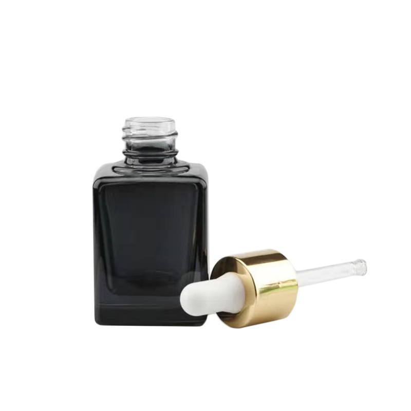 Rectangle square 30ml matte black essential oil eliquid glass dropper bottle