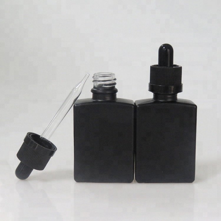Rectangular 30ml glass bottle with black gift box black custom packing for essential oil