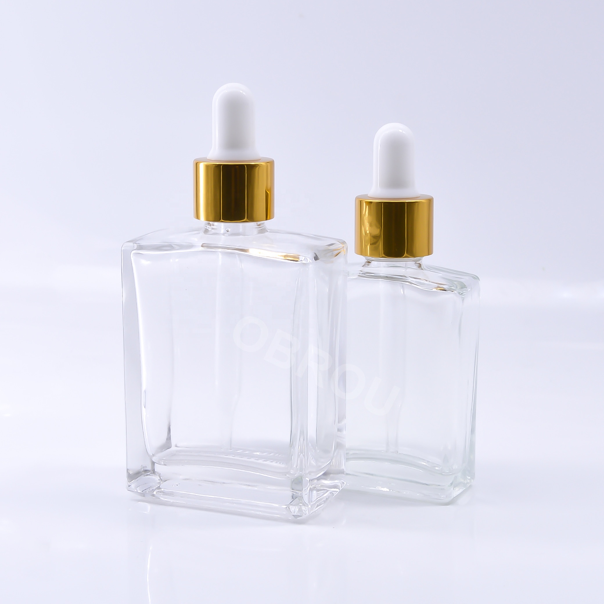 Rectangular e liquid 30 ml glass essential oil bottle dropper 30ml glass square clear bottle