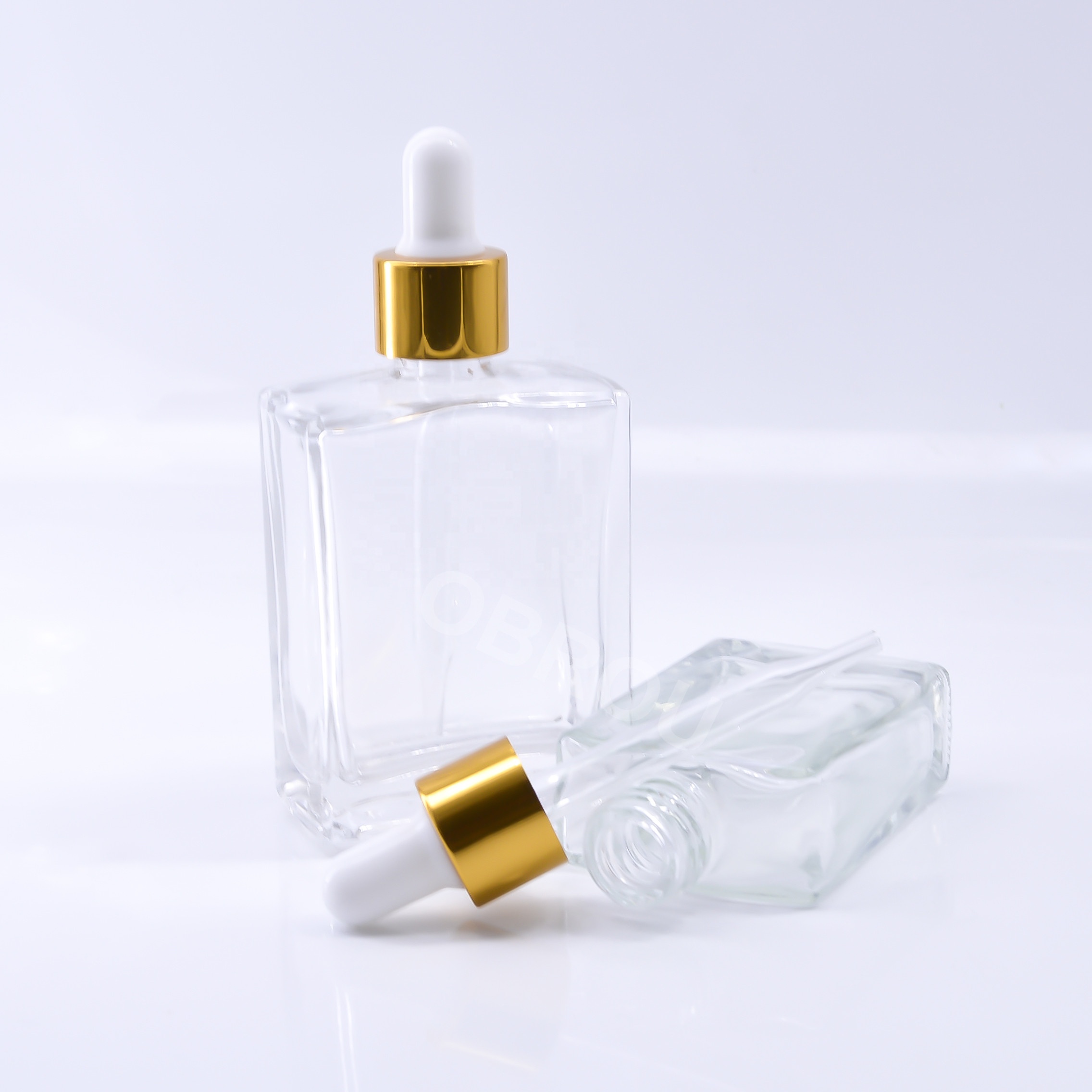 Rectangular e liquid 30 ml glass essential oil bottle dropper 30ml glass square clear bottle
