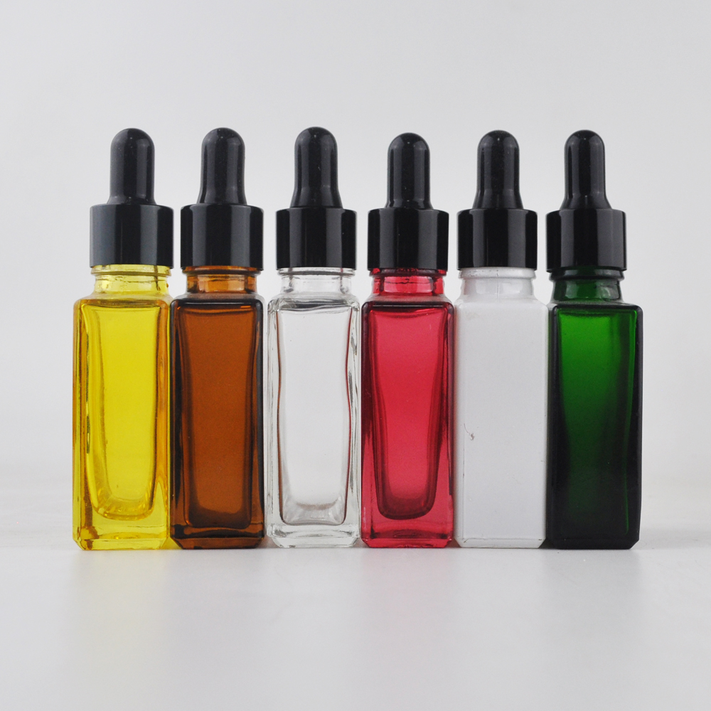 Rectangular essential oil 30ml square glass dropper bottle with bottle packaging 30ml