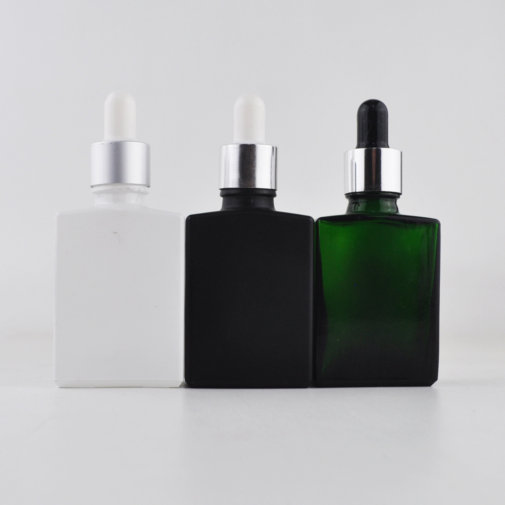 Rectangular essential oil 30ml square glass dropper bottle with bottle packaging 30ml