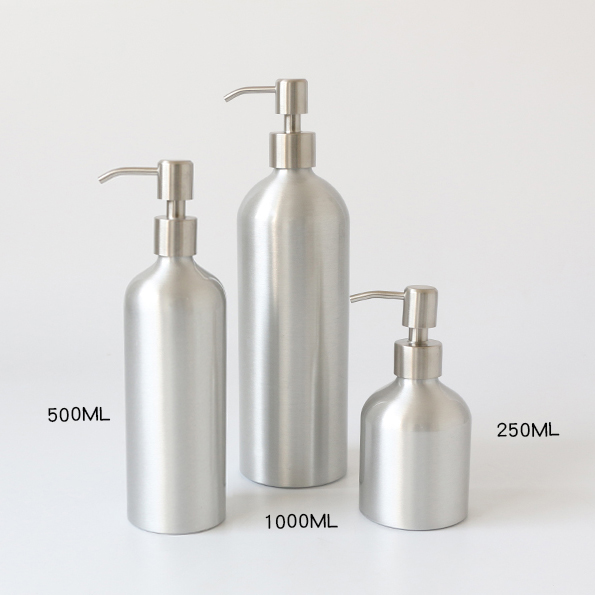 Recyclable 250ml 500ml metal stainless steel aluminum spray bottle for sanitizer cleaner shampoo personal care product