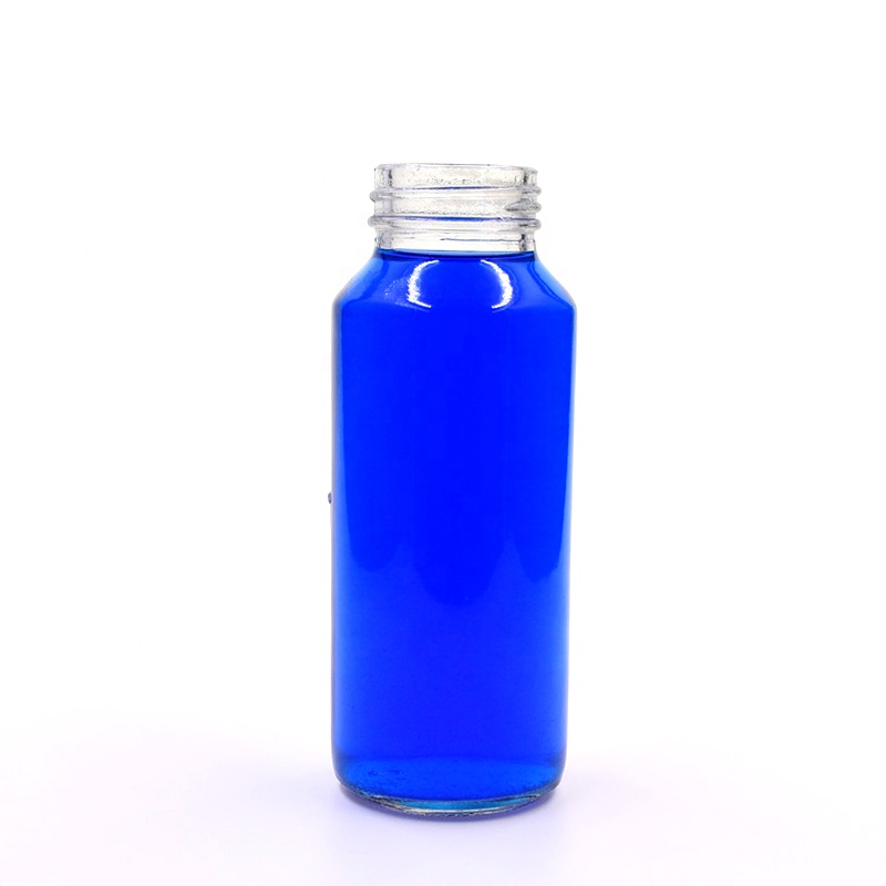 Recyclable 250ml transparent round cold-pressed juice beverage drink flint glass bottle fruit milk tea containers with screw cap